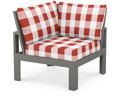 Unbranded Modular Corner Chair in Slate Grey / Buffalo Plaid Crimson