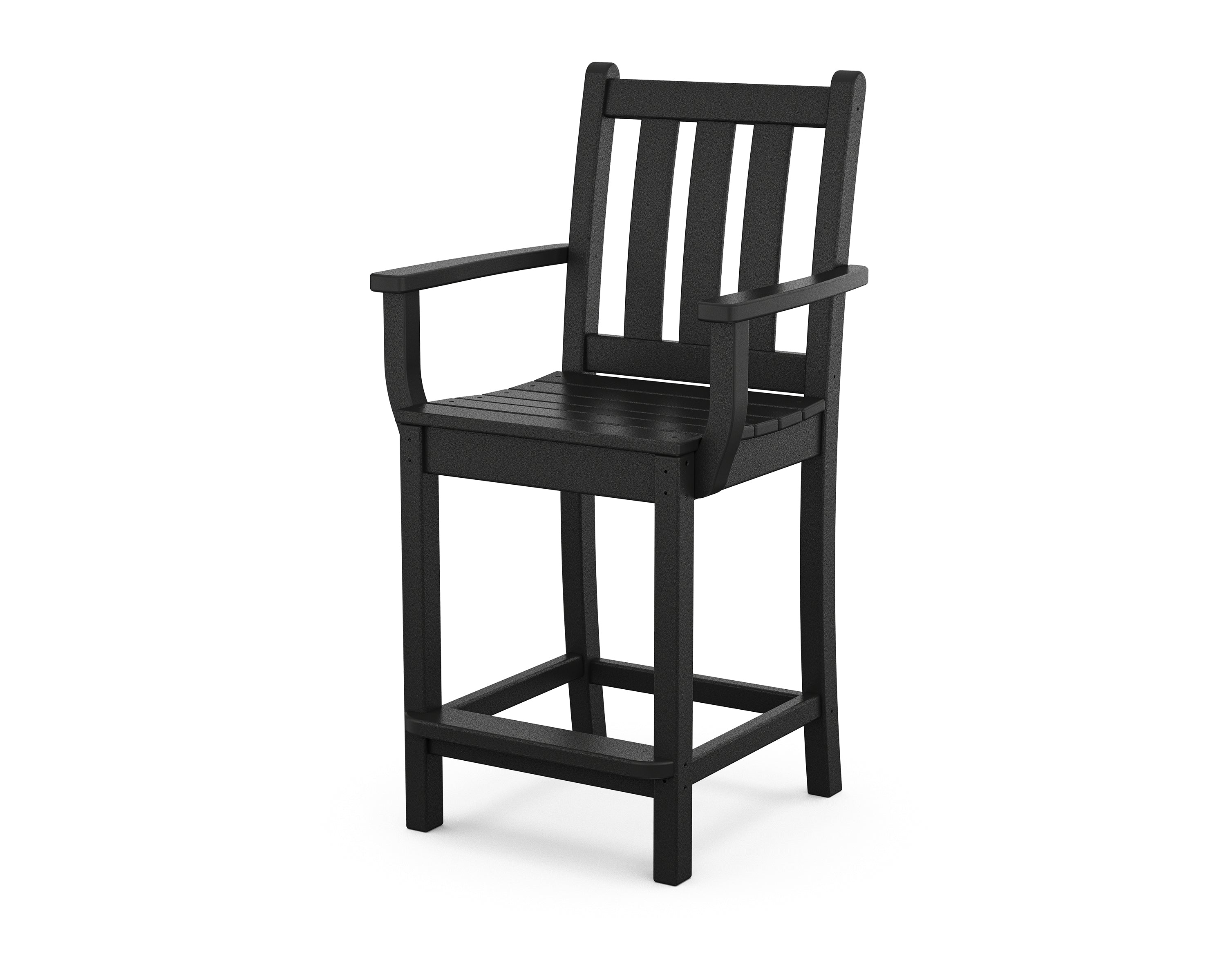 POLYWOOD® Traditional Garden Counter Arm Chair in Black