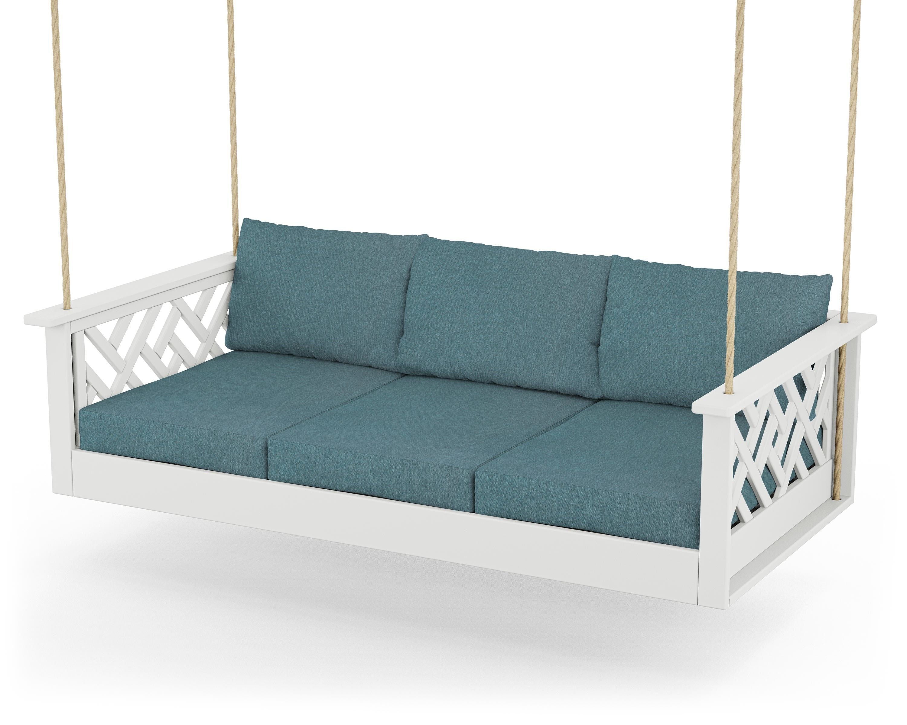 POLYWOOD® Chippendale Daybed Swing in White / Ocean Teal