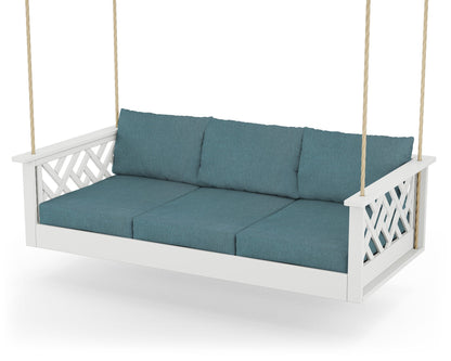 POLYWOOD® Chippendale Daybed Swing in White / Ocean Teal
