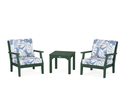 Martha Stewart by POLYWOOD® Chinoiserie 3-Piece Deep Seating Set in Green / Leaf Sky Blue