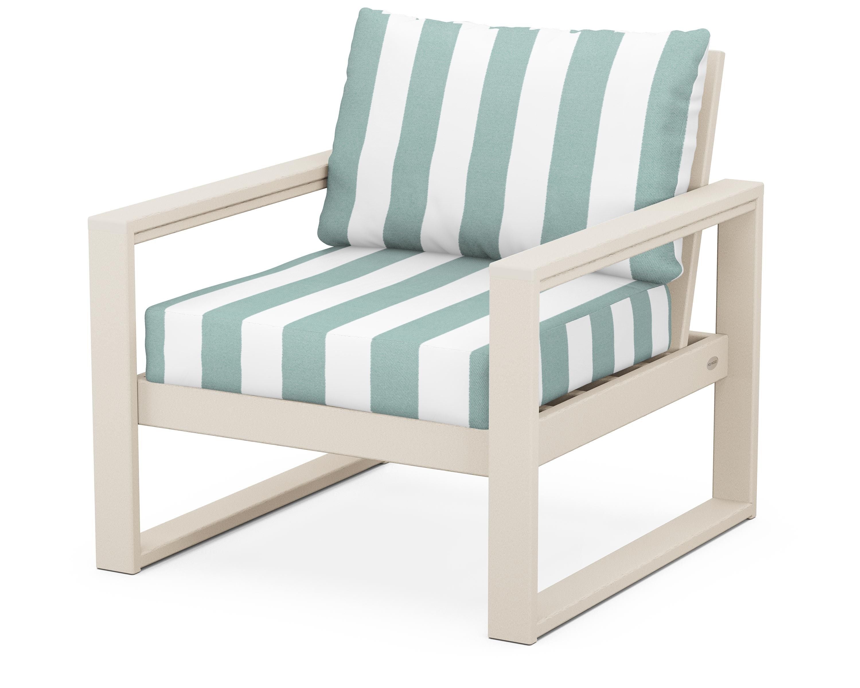 POLYWOOD® EDGE Club Chair in Sand / Cabana Stripe Glacier Spa