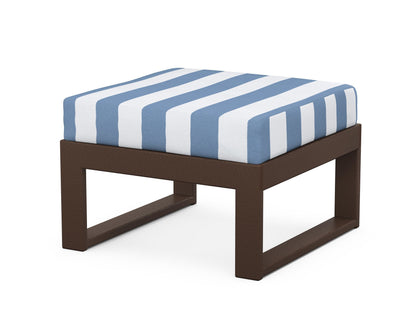 Unbranded Modular Ottoman - Modern in Mahogany / Cabana Stripe Sky Blue