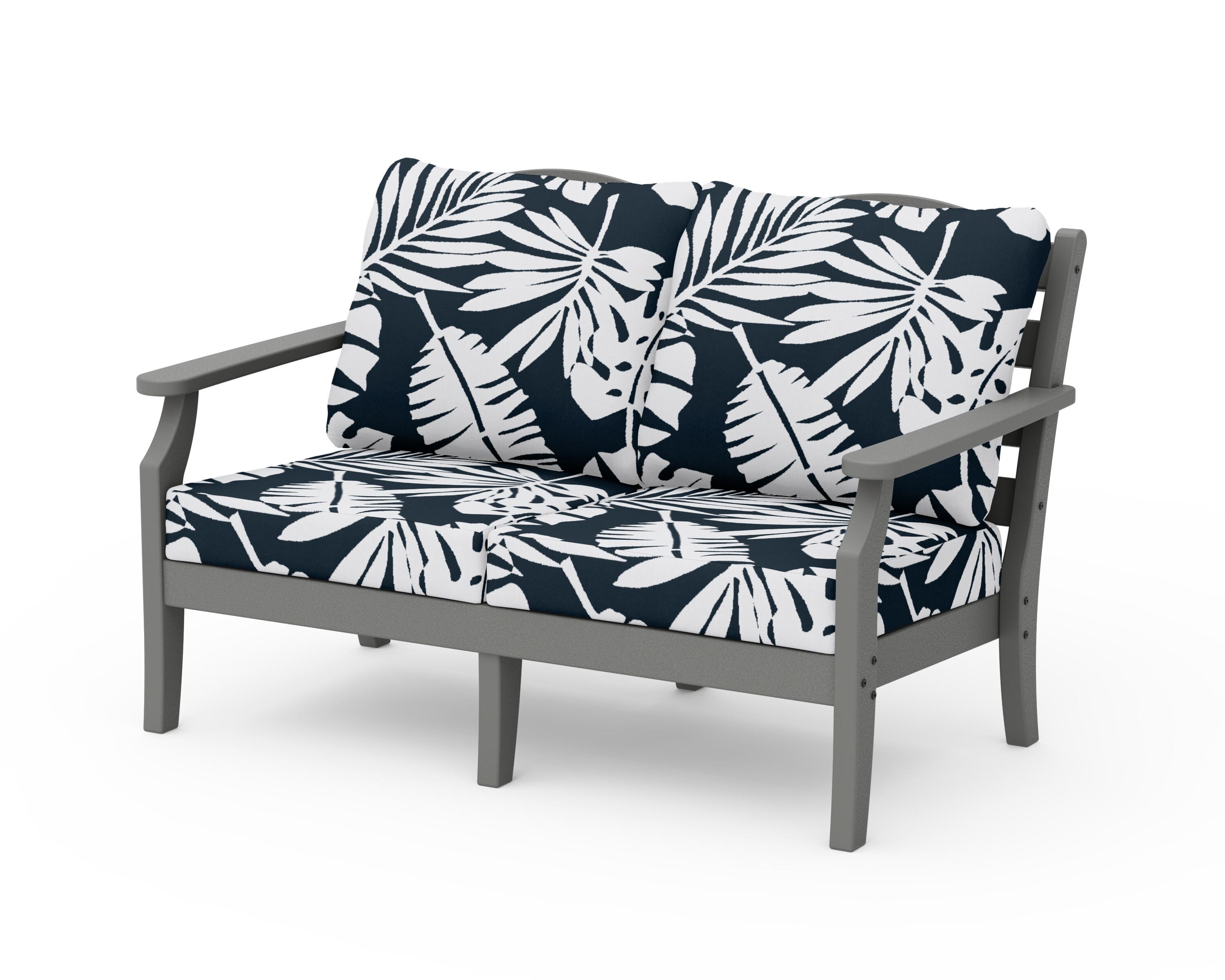 Draper James™ by  POLYWOOD® Savannah Deep Seating Loveseat in Slate Grey / Leaf Marine Indigo