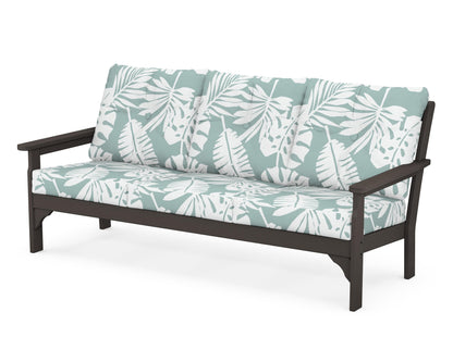 POLYWOOD® Vineyard Deep Seating Sofa in Vintage Coffee / Leaf Glacier Spa