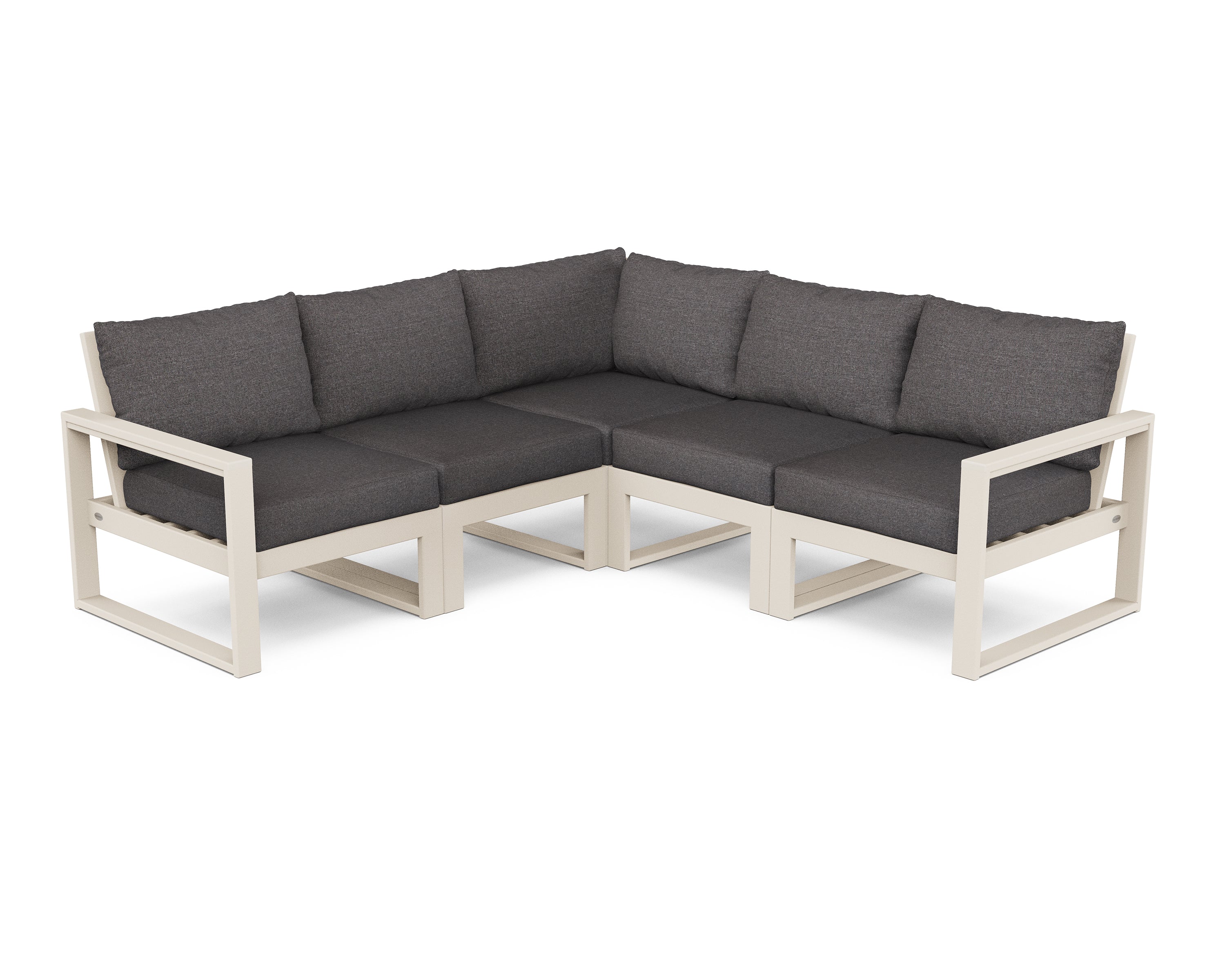 POLYWOOD® EDGE 5-Piece Modular Deep Seating Set in Sand / Ash Charcoal
