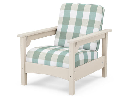 POLYWOOD® Club Chair in Sand / Buffalo Plaid Glacier Spa