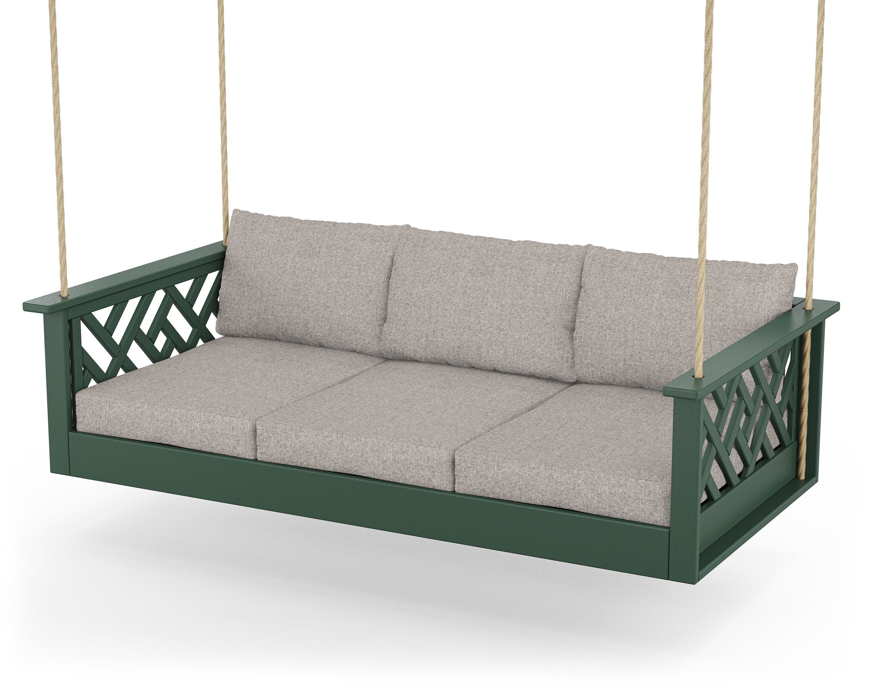 POLYWOOD® Chippendale Daybed Swing in Green / Weathered Tweed