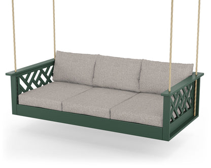 POLYWOOD® Chippendale Daybed Swing in Green / Weathered Tweed