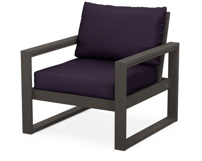 POLYWOOD® EDGE Club Chair in Vintage Coffee / Navy Linen