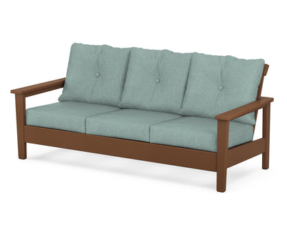 POLYWOOD® Prescott Deep Seating Sofa in Teak / Glacier Spa