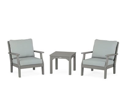 Martha Stewart by POLYWOOD® Chinoiserie 3-Piece Deep Seating Set in Slate Grey / Spa