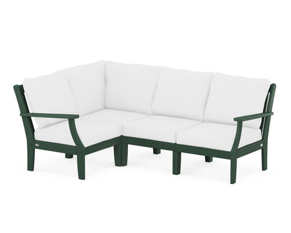 POLYWOOD® Braxton Modular 4-Piece Deep Seating Set in Green / Natural