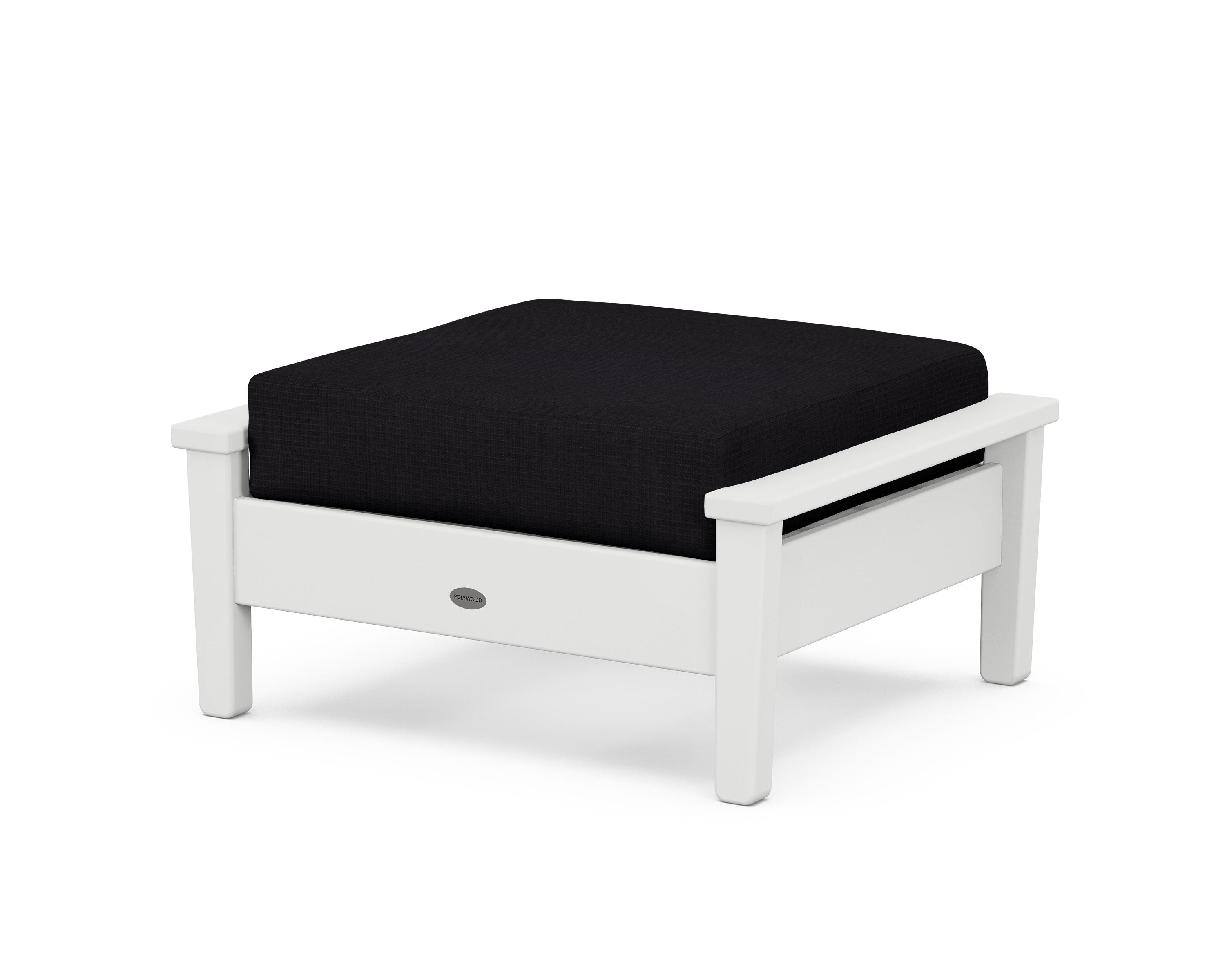 POLYWOOD® Prescott Deep Seating Ottoman in White / Midnight Linen