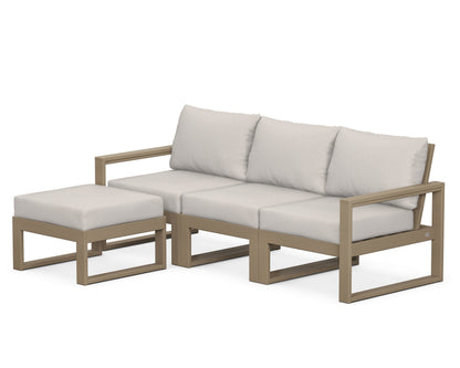 POLYWOOD® EDGE 4-Piece Modular Deep Seating Set with Ottoman in Vintage Sahara / Cast Ash
