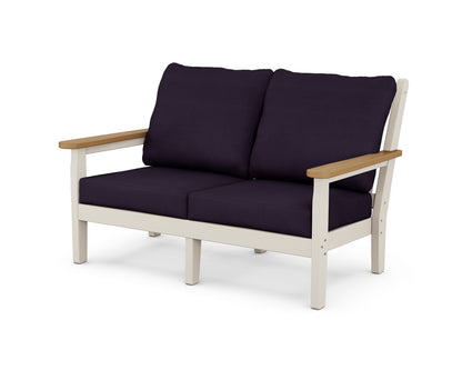 POLYWOOD® Chippendale Deep Seating Loveseat in Sand / Natural / Navy Linen