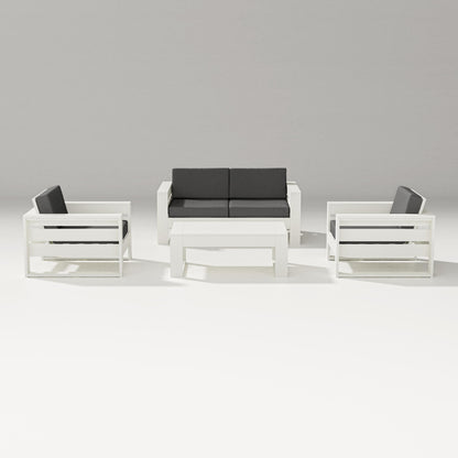 PW Designer Series Latitude 4-Piece Lounge Loveseat Set in Vintage White / Spectrum Carbon