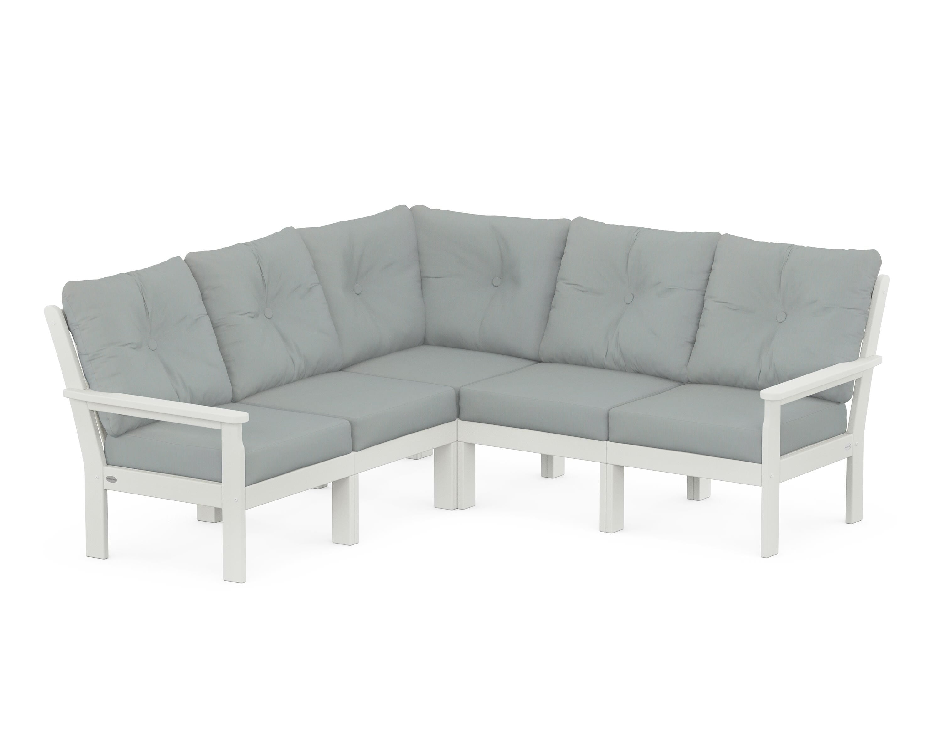 POLYWOOD® Vineyard 5-Piece Sectional in Vintage White / Spa