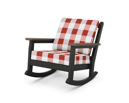 POLYWOOD® Chippendale Deep Seating Rocking Chair in Black / Kona / Buffalo Plaid Crimson