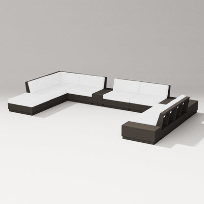 PW Designer Series Elevate 11-Piece Conversation Sectional Set in Vintage Coffee / Natural