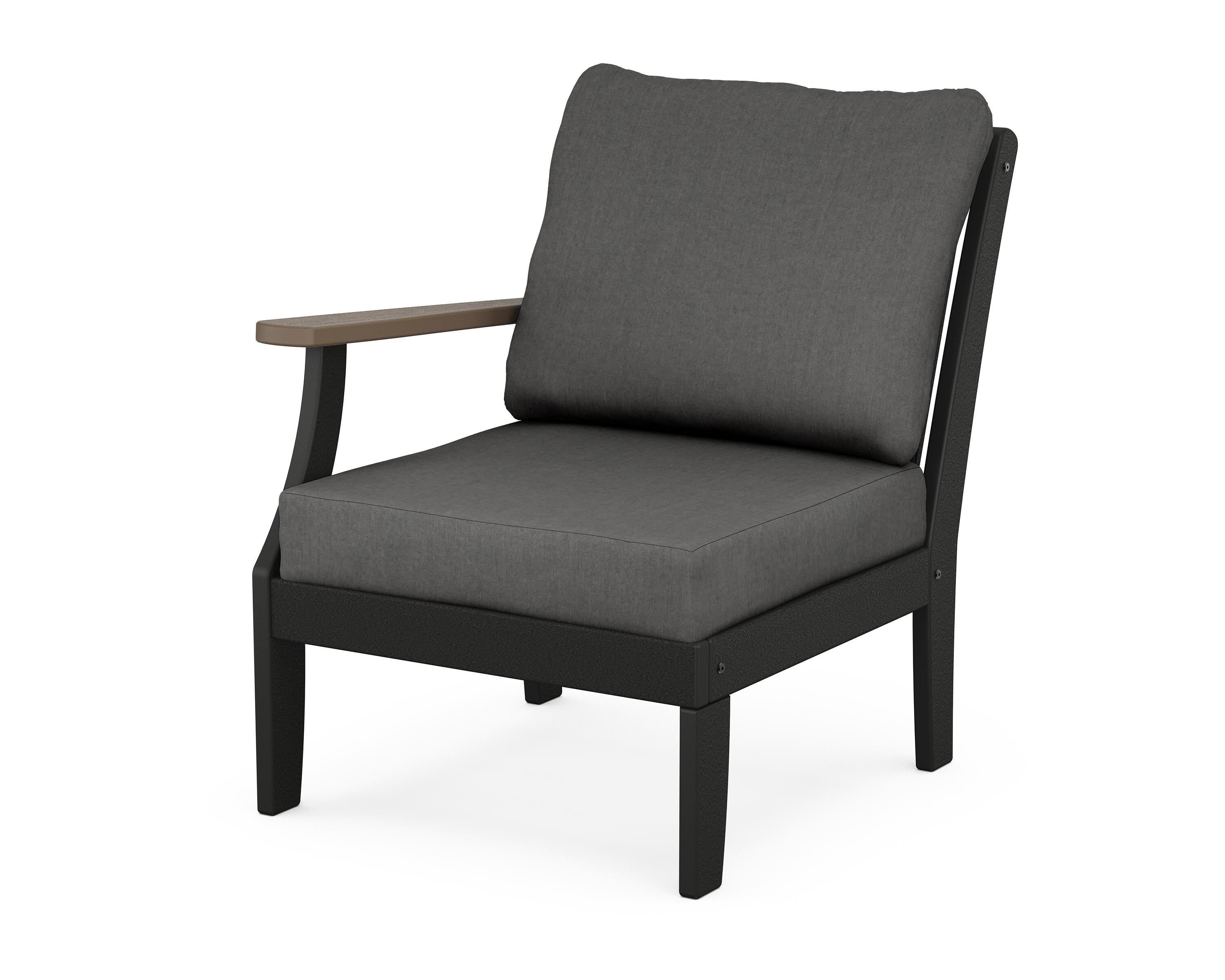 POLYWOOD® Braxton Modular Left Arm Chair in Black / Kona / Spectrum Carbon