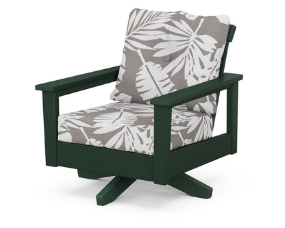 POLYWOOD® Prescott Deep Seating Swivel Chair in Green / Leaf Grey Mist