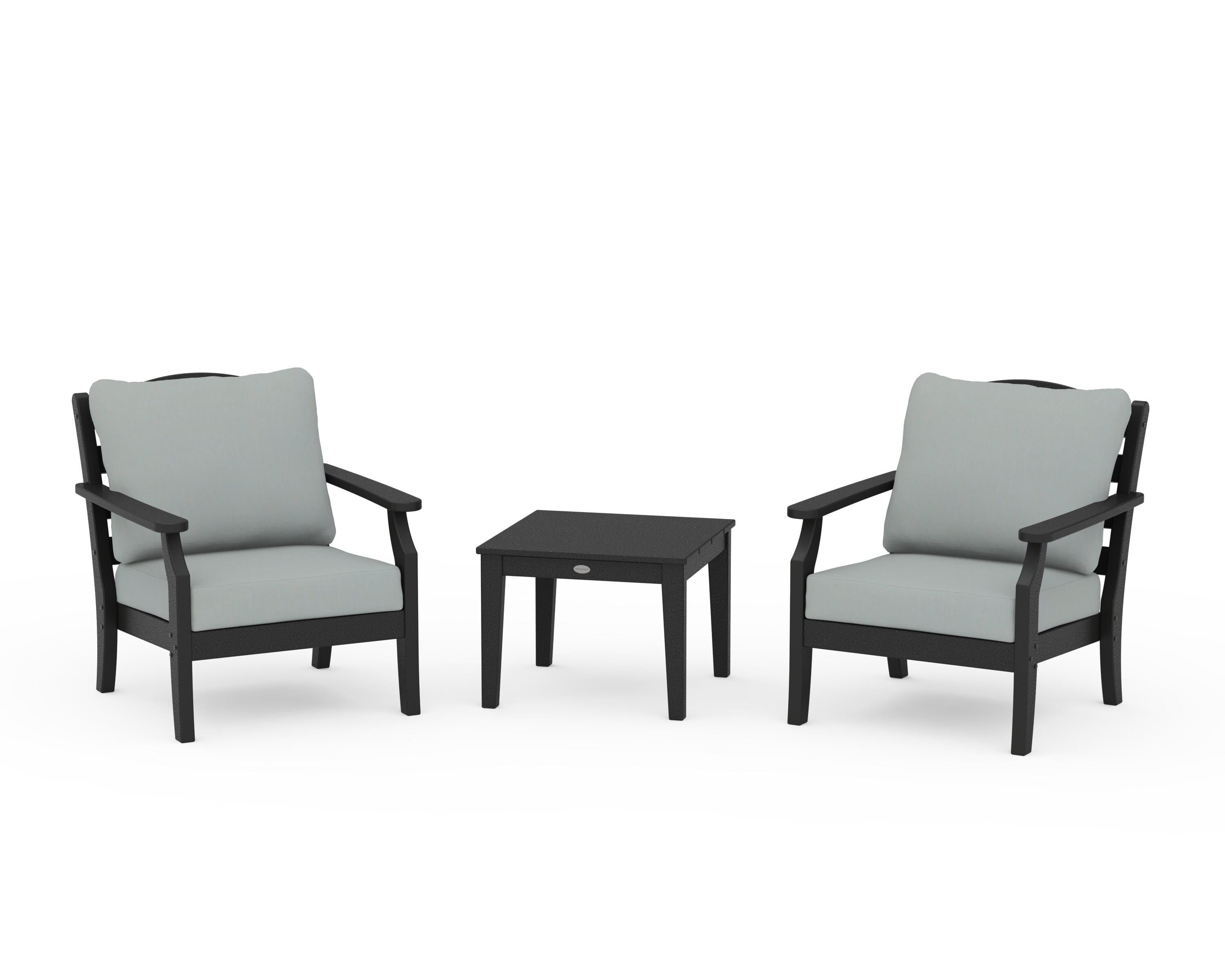 Draper James™ by  POLYWOOD® Savannah 3-Piece Deep Seating Set in Black / Spa