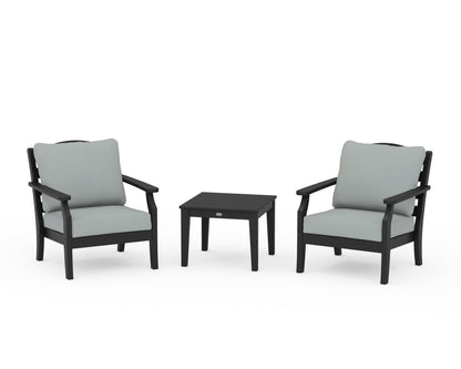 Draper James™ by  POLYWOOD® Savannah 3-Piece Deep Seating Set in Black / Spa