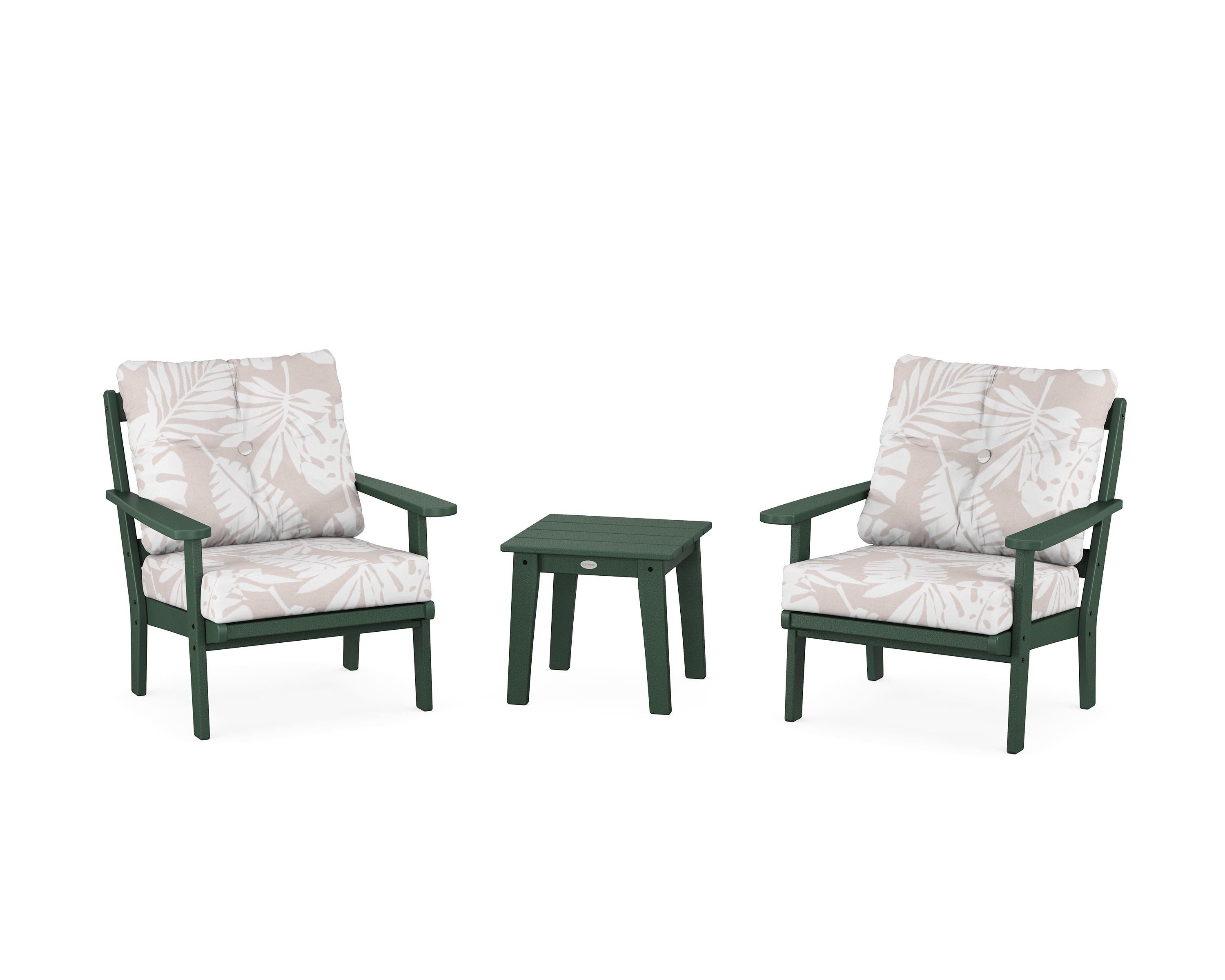 POLYWOOD® Mission 3-Piece Deep Seating Set in Green / Leaf Dune Burlap