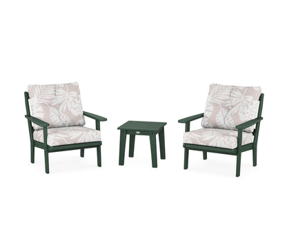 POLYWOOD® Mission 3-Piece Deep Seating Set in Green / Leaf Dune Burlap