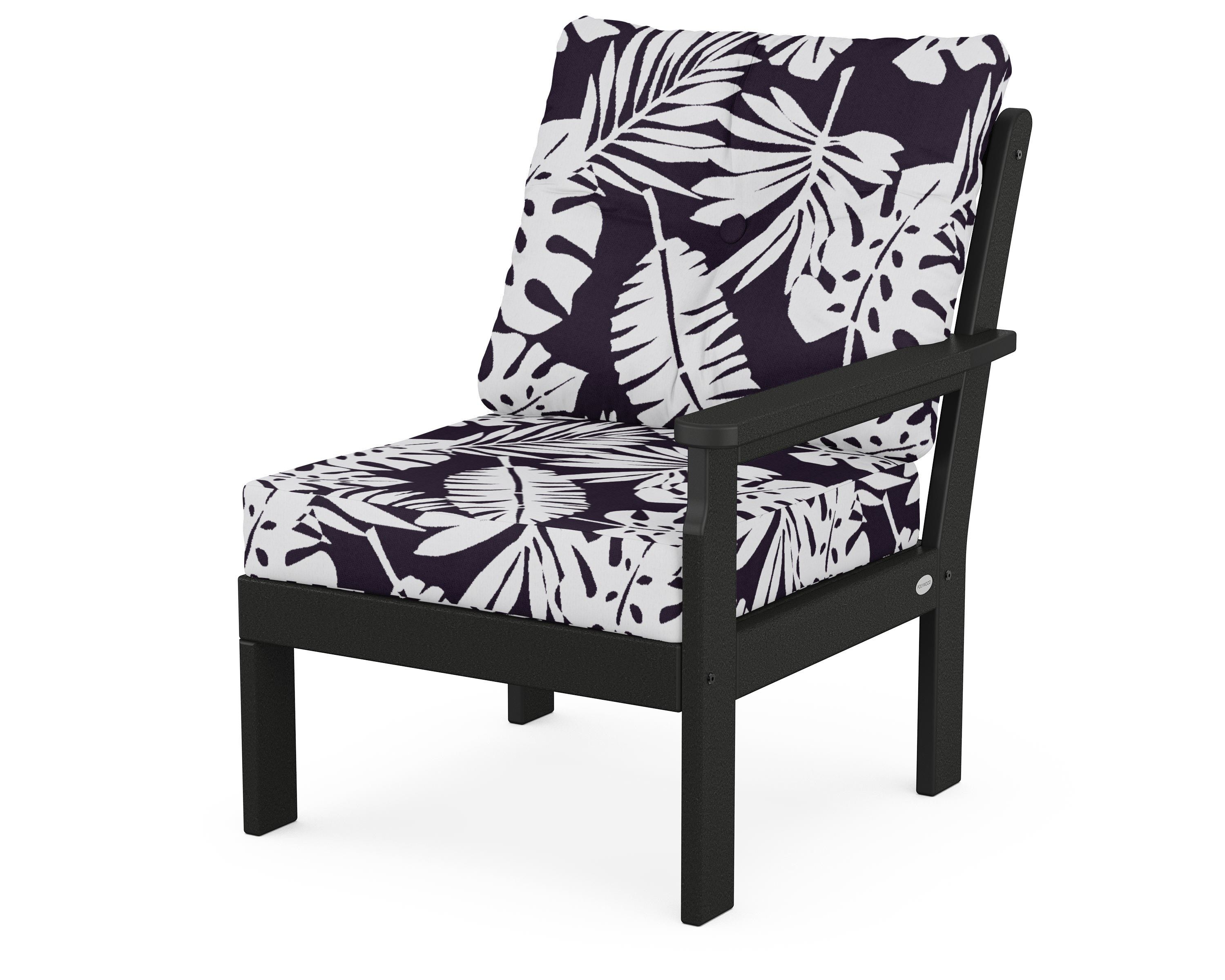 POLYWOOD® Vineyard Modular Right Arm Chair in Black / Leaf Navy