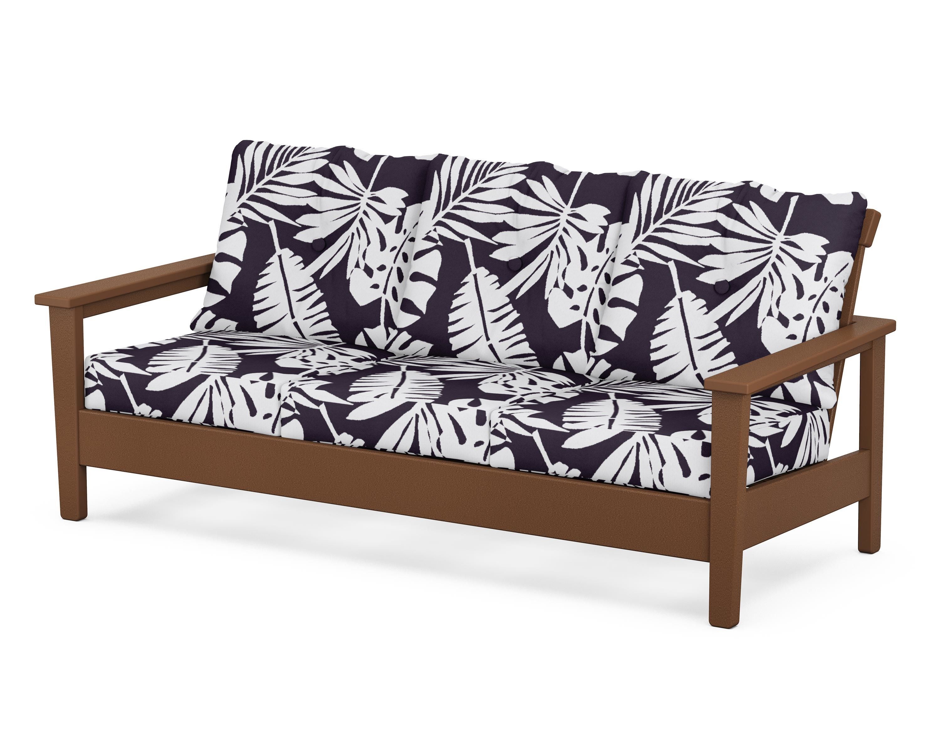 POLYWOOD® Prescott Deep Seating Sofa in Teak / Leaf Navy