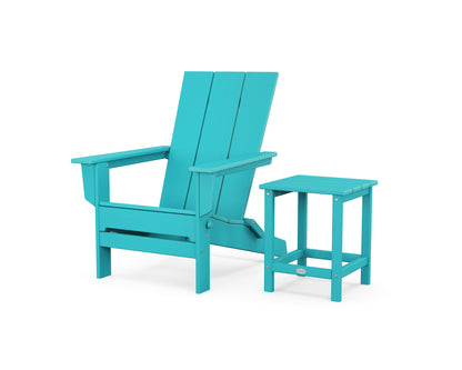 POLYWOOD® Modern Studio Folding Adirondack Chair with Side Table in Aruba