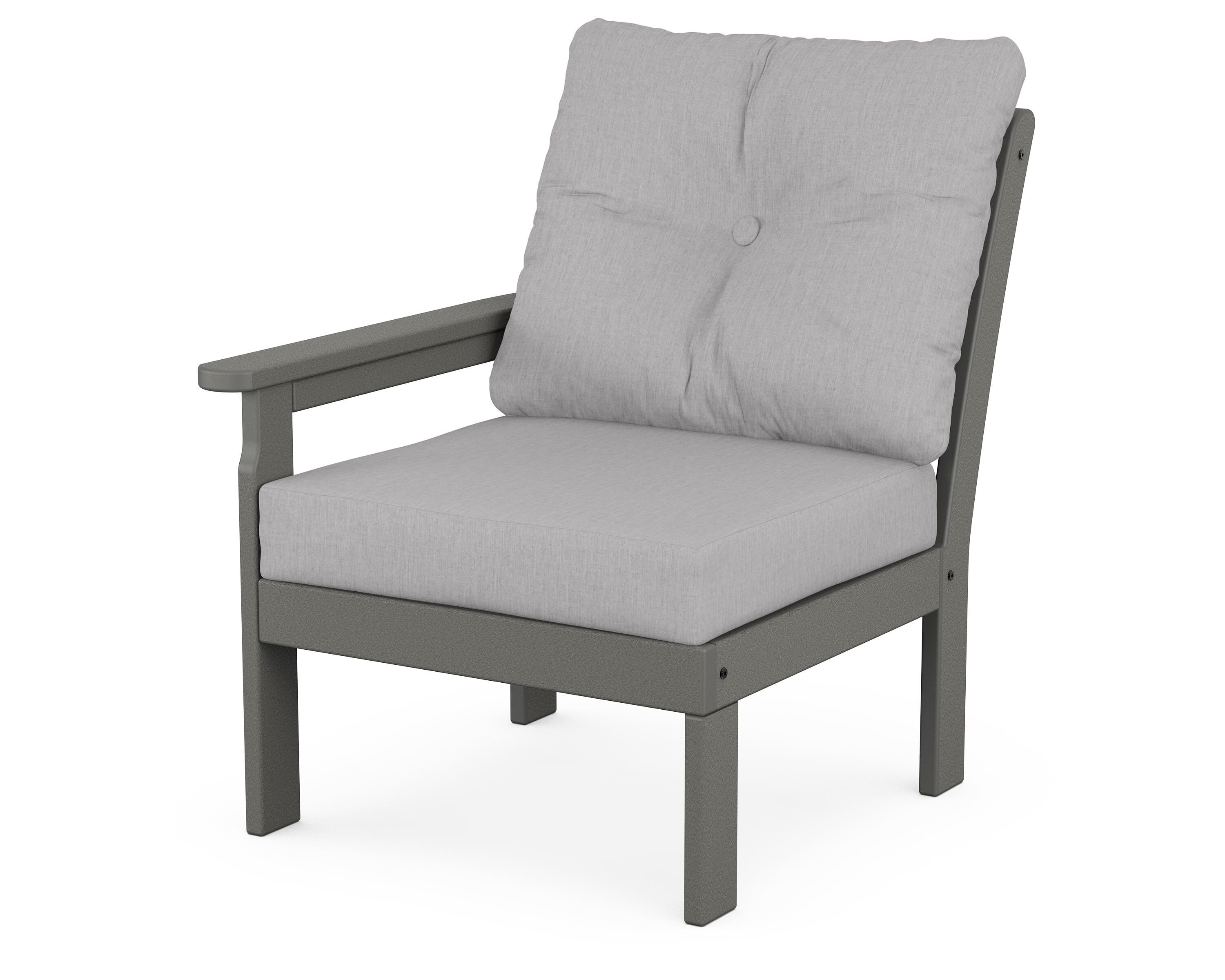 POLYWOOD® Vineyard Modular Left Arm Chair in Slate Grey / Granite