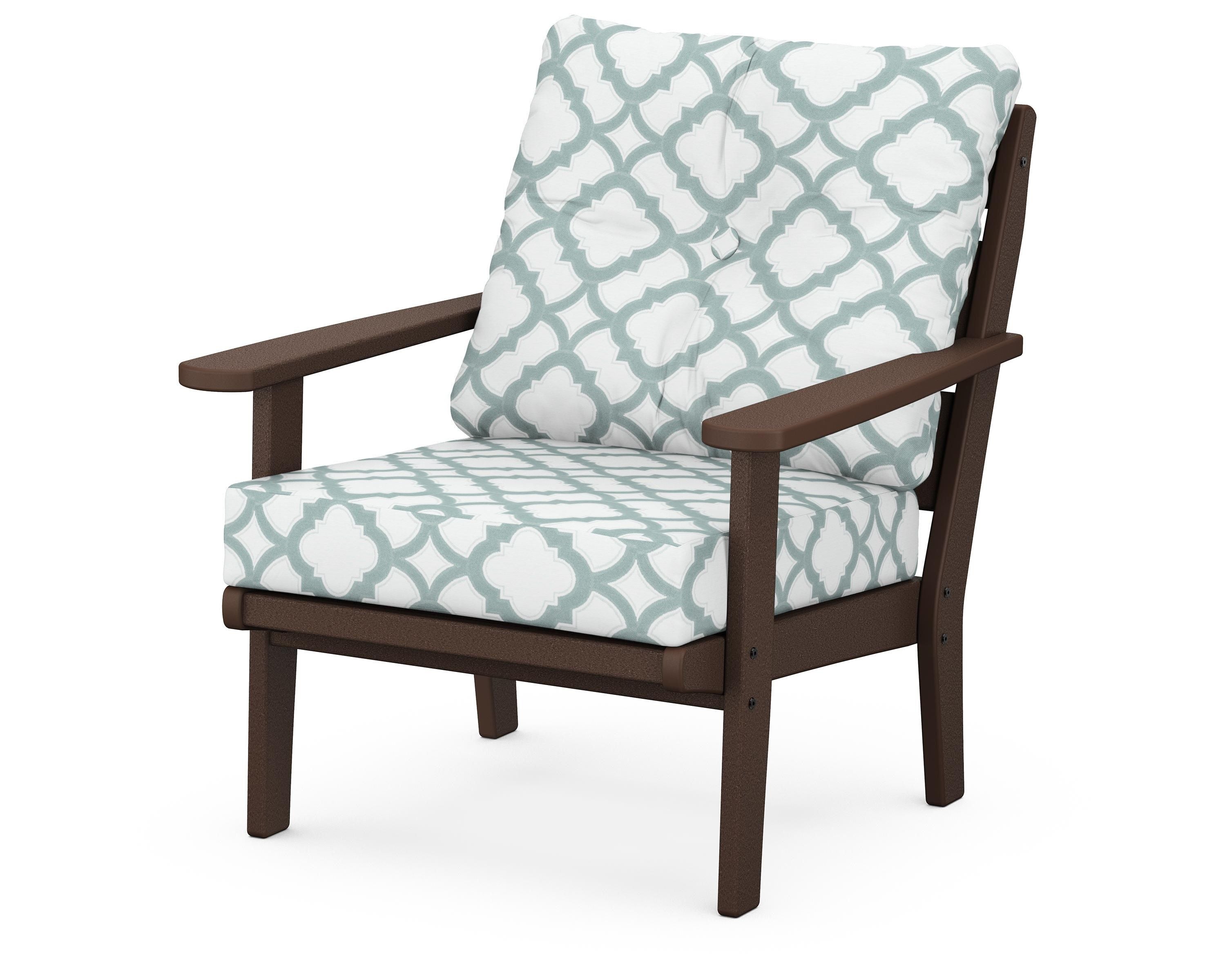 POLYWOOD® Lakeside Deep Seating Chair in Mahogany / Trellis Glacier Spa