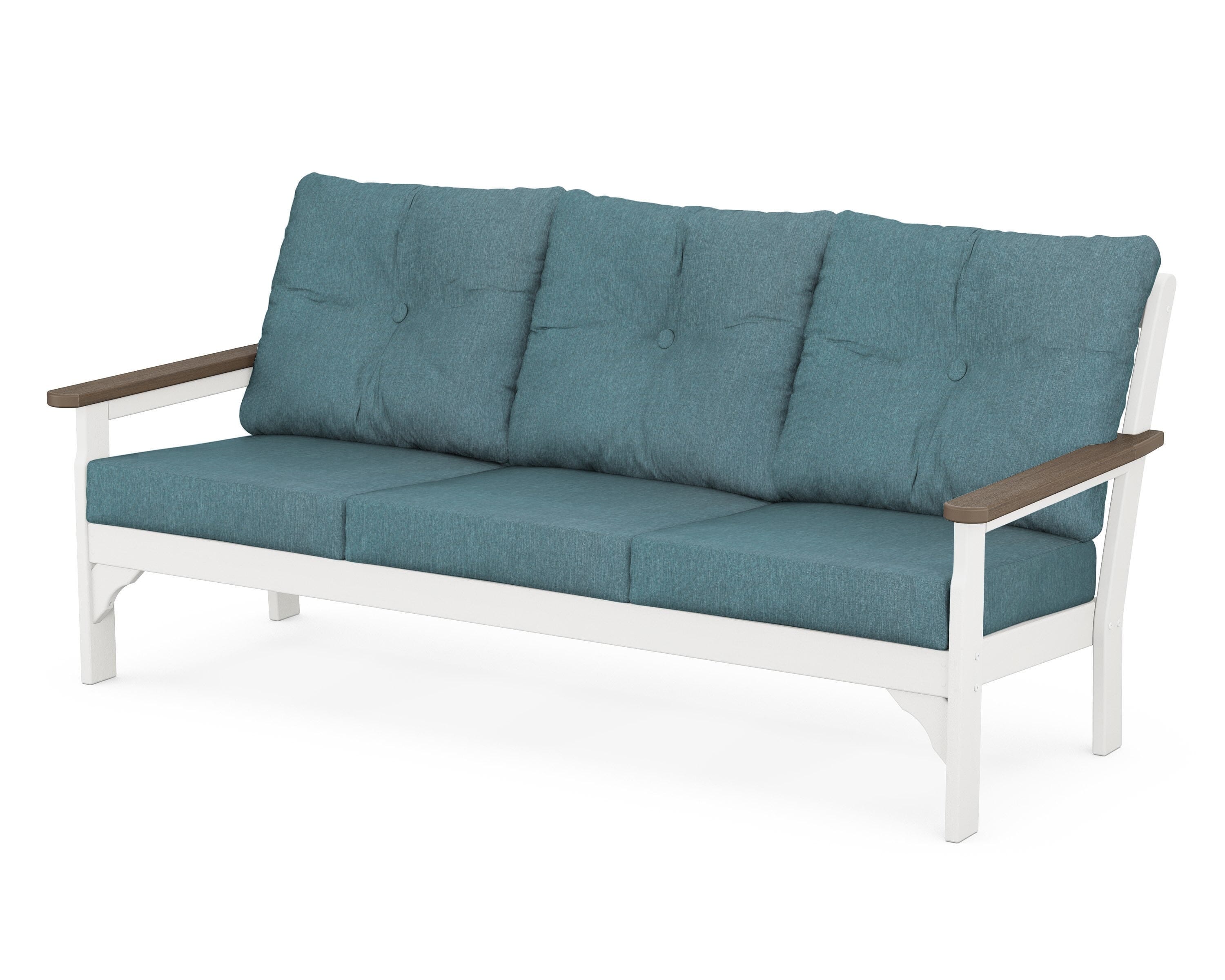 POLYWOOD® Vineyard Deep Seating Sofa in White / Kona / Ocean Teal