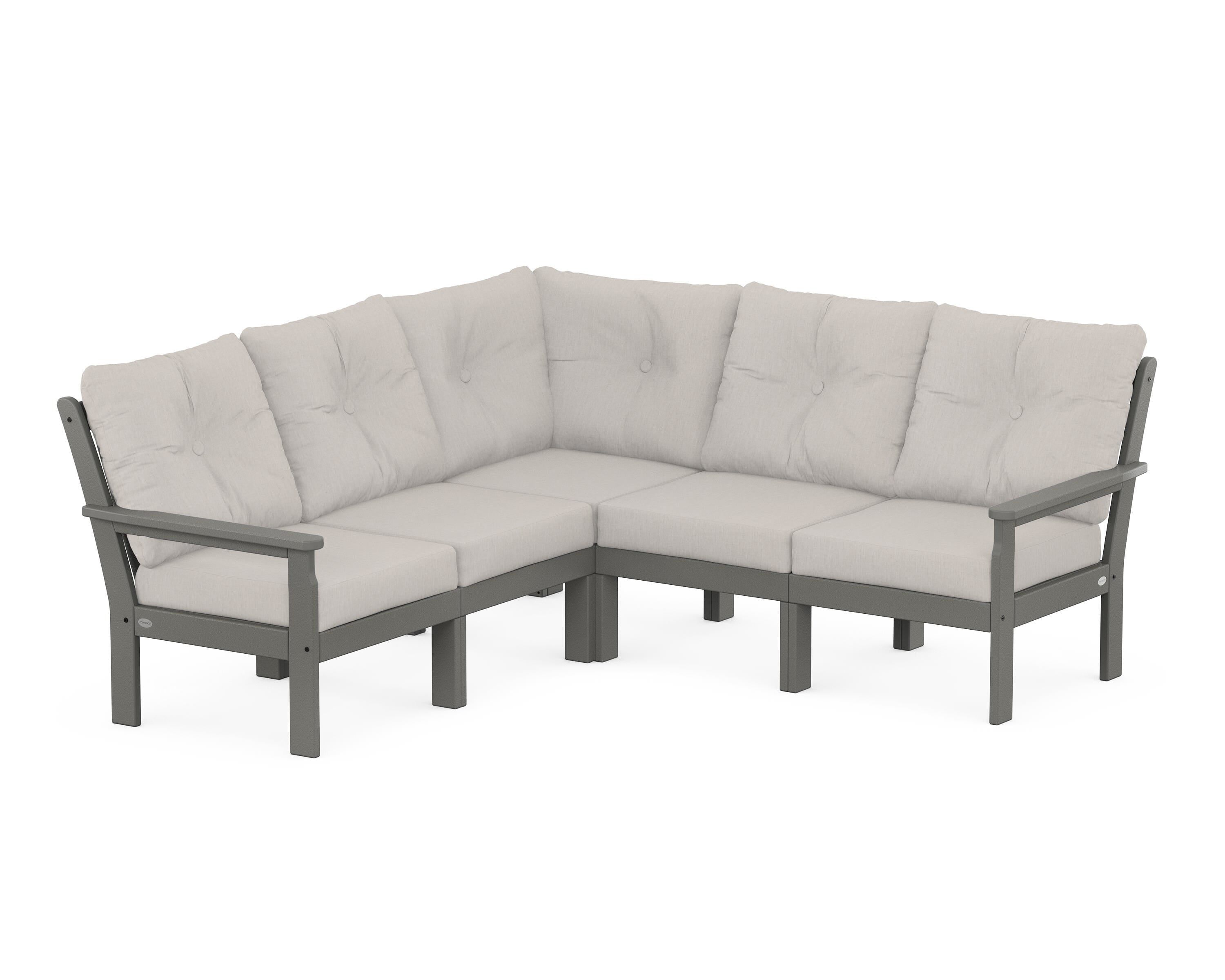 POLYWOOD® Vineyard 5-Piece Sectional in Slate Grey / Cast Ash