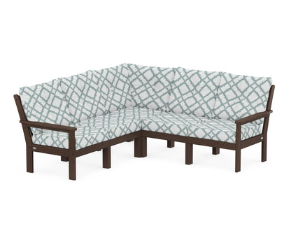 POLYWOOD® Vineyard 5-Piece Sectional in Mahogany / Trellis Glacier Spa