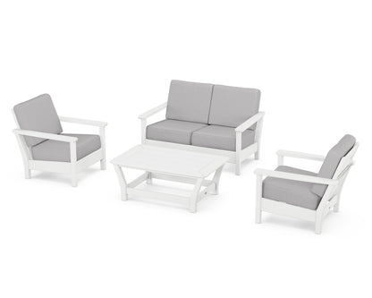 POLYWOOD® Harbour 4-Piece Deep Seating Set in White / Granite