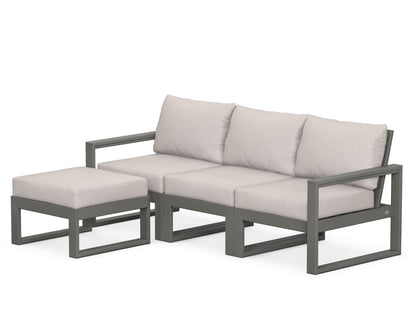 POLYWOOD® EDGE 4-Piece Modular Deep Seating Set with Ottoman in Slate Grey / Dune Burlap