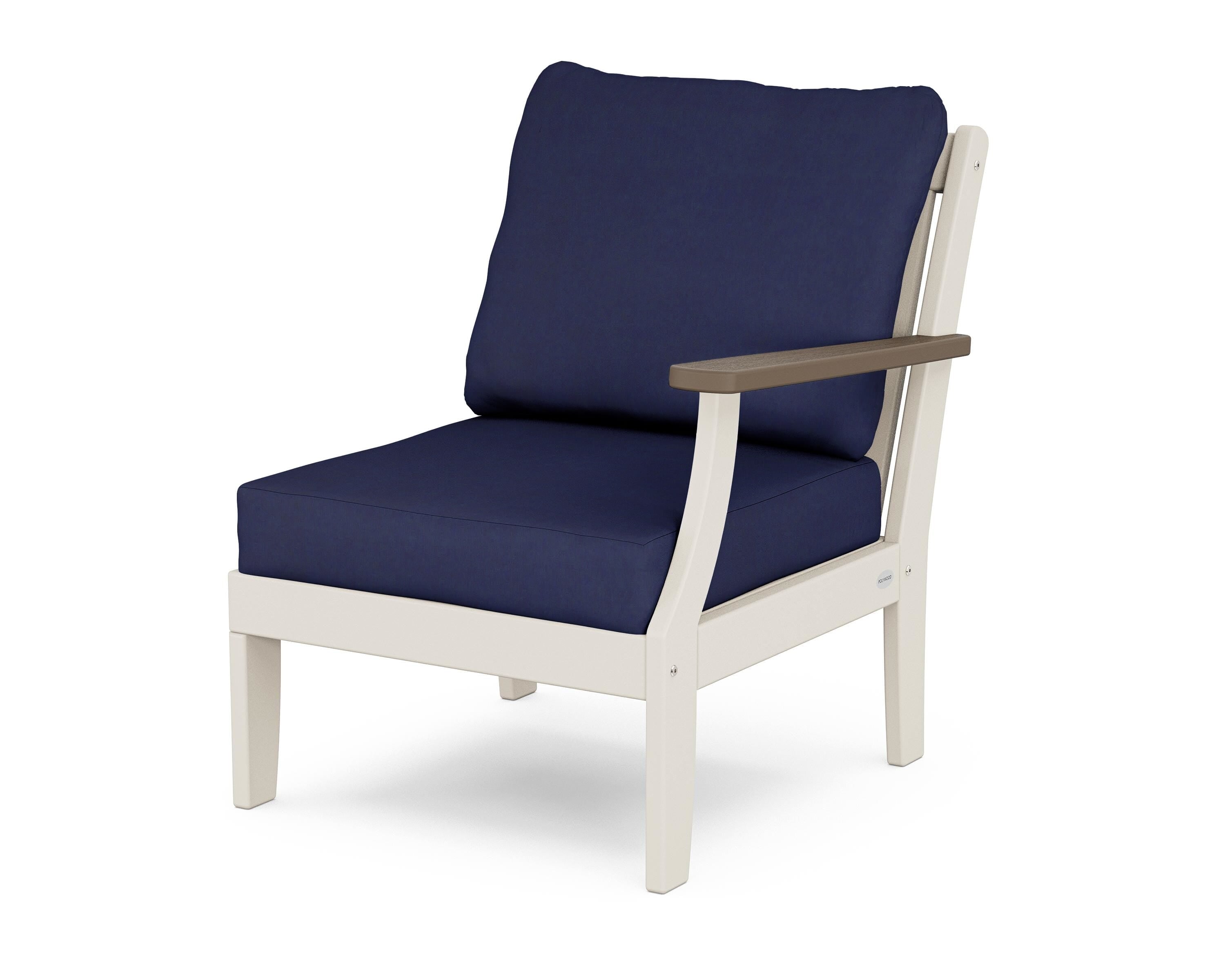 POLYWOOD® Braxton Modular Right Arm Chair in Sand / Kona / Navy