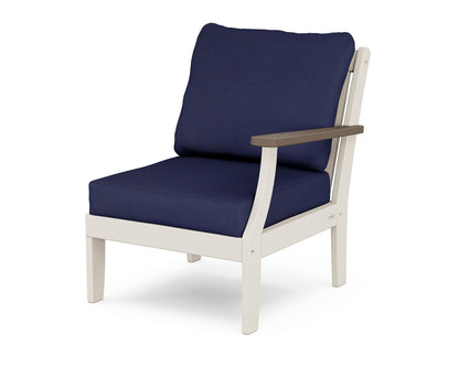 POLYWOOD® Braxton Modular Right Arm Chair in Sand / Kona / Navy
