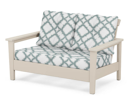 POLYWOOD® Prescott Deep Seating Loveseat in Sand / Trellis Glacier Spa