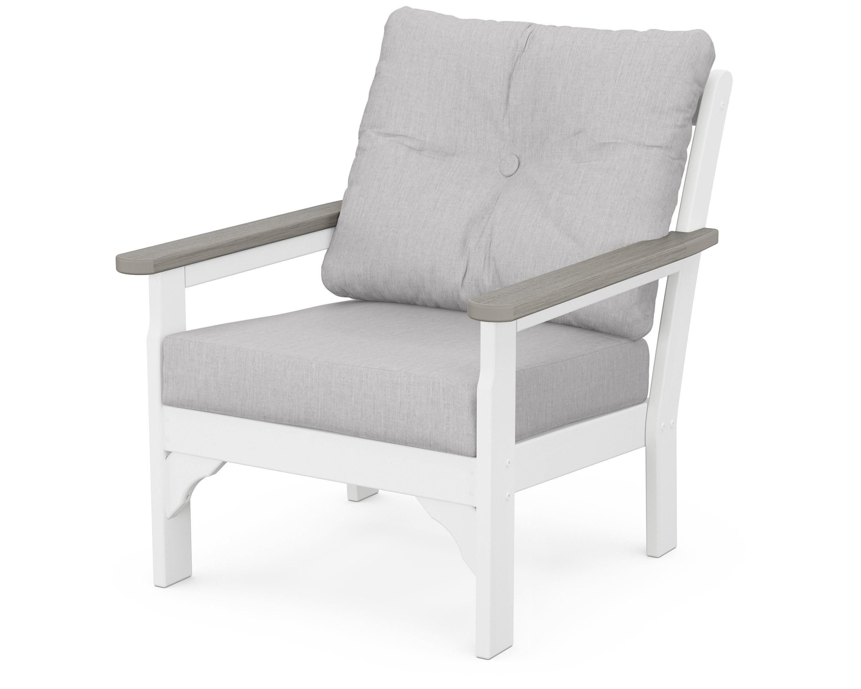 POLYWOOD® Vineyard Deep Seating Chair in White / Driftwood / Granite