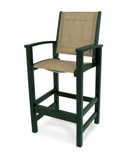 POLYWOOD® Coastal Bar Chair in Green / Burlap Sling