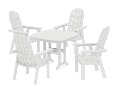 POLYWOOD® Vineyard Curveback Adirondack 5-Piece Dining Set in White