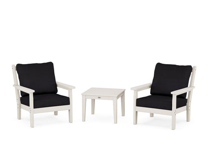 POLYWOOD® Chippendale 3-Piece Deep Seating Set in Sand / Midnight Linen