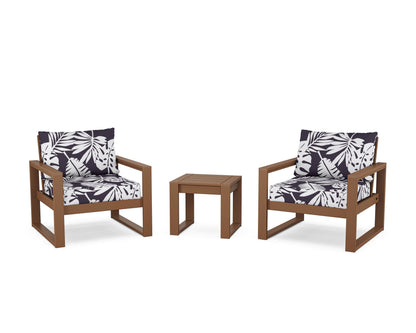 POLYWOOD® EDGE Sectional 3-Piece Deep Seating Set in Teak / Leaf Navy
