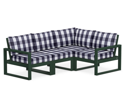 POLYWOOD® EDGE 4-Piece Modular Deep Seating Set in Green / Buffalo Plaid Navy