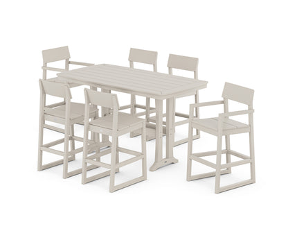 POLYWOOD® EDGE 7-Piece Bar Set with Trestle Legs in Sand